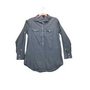 J. Crew Button Up Shirt Womens S Chambray Long Sleeve Blue Cotton